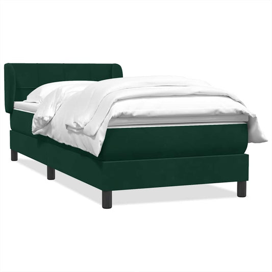 vidaXL Box Spring κρεβάτι με στρώμα σκούρο πράσινο 80x220εκ. Βελούδινο