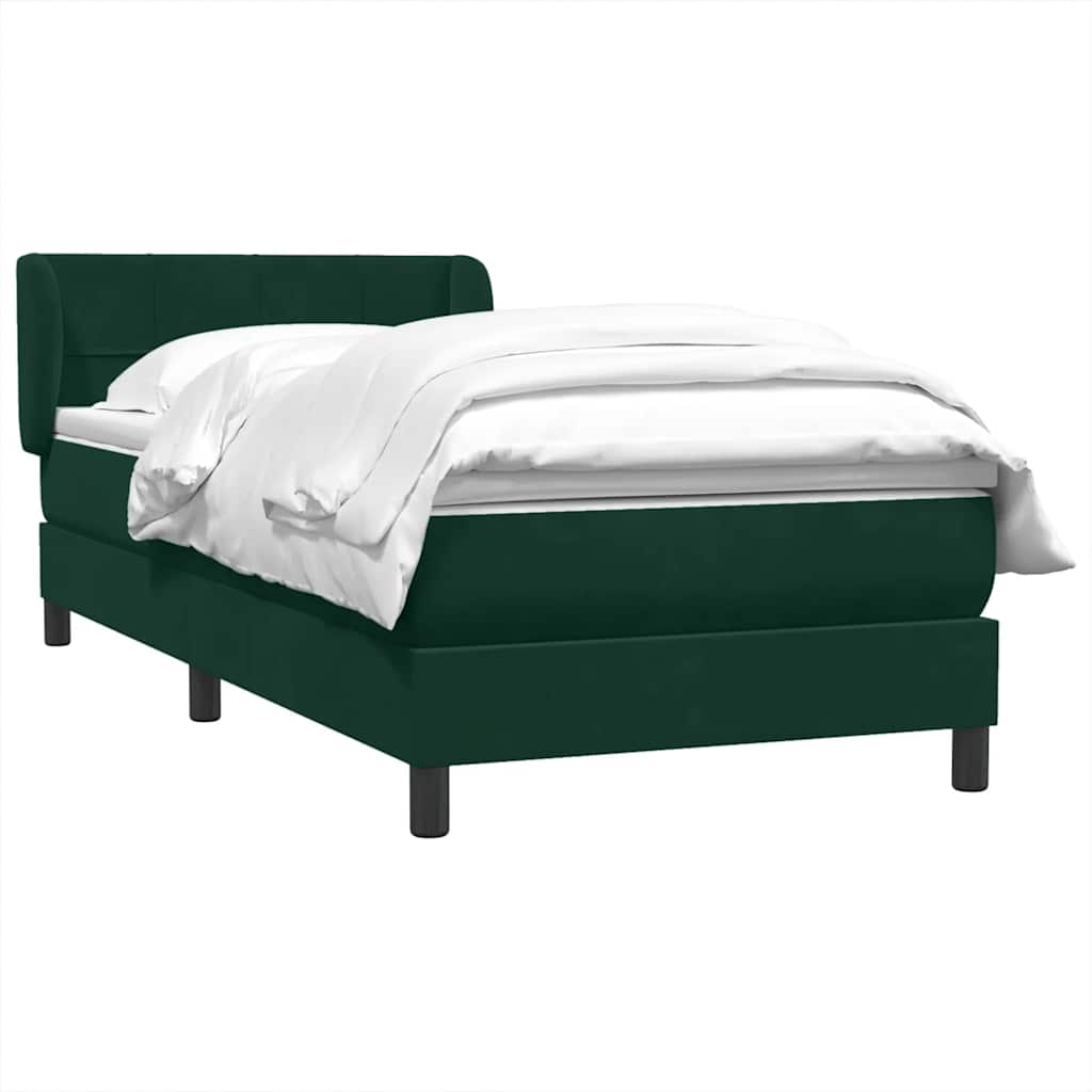 vidaXL Box Spring κρεβάτι με στρώμα σκούρο πράσινο 80x220εκ. Βελούδινο