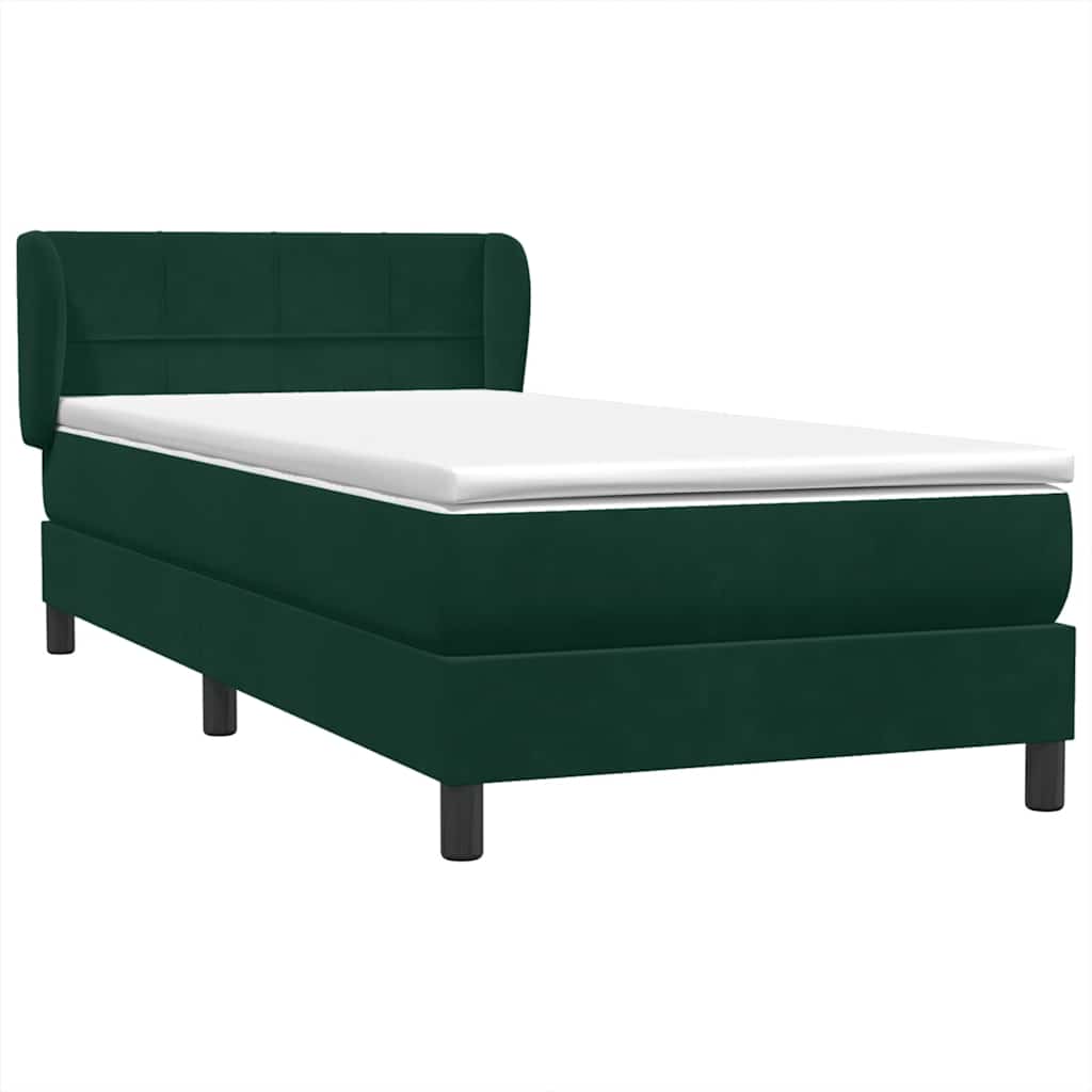 vidaXL Box Spring κρεβάτι με στρώμα σκούρο πράσινο 80x220εκ. Βελούδινο