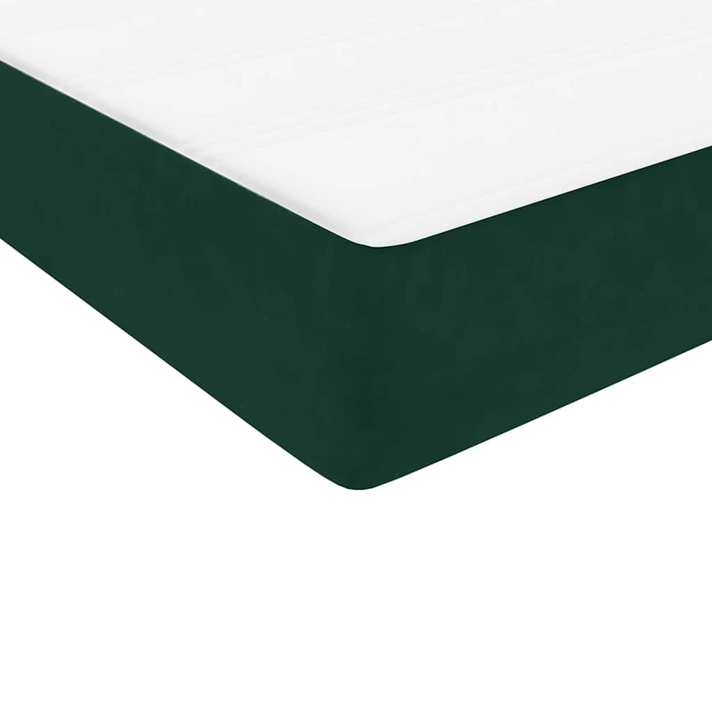 vidaXL Box Spring κρεβάτι με στρώμα σκούρο πράσινο 80x220εκ. Βελούδινο