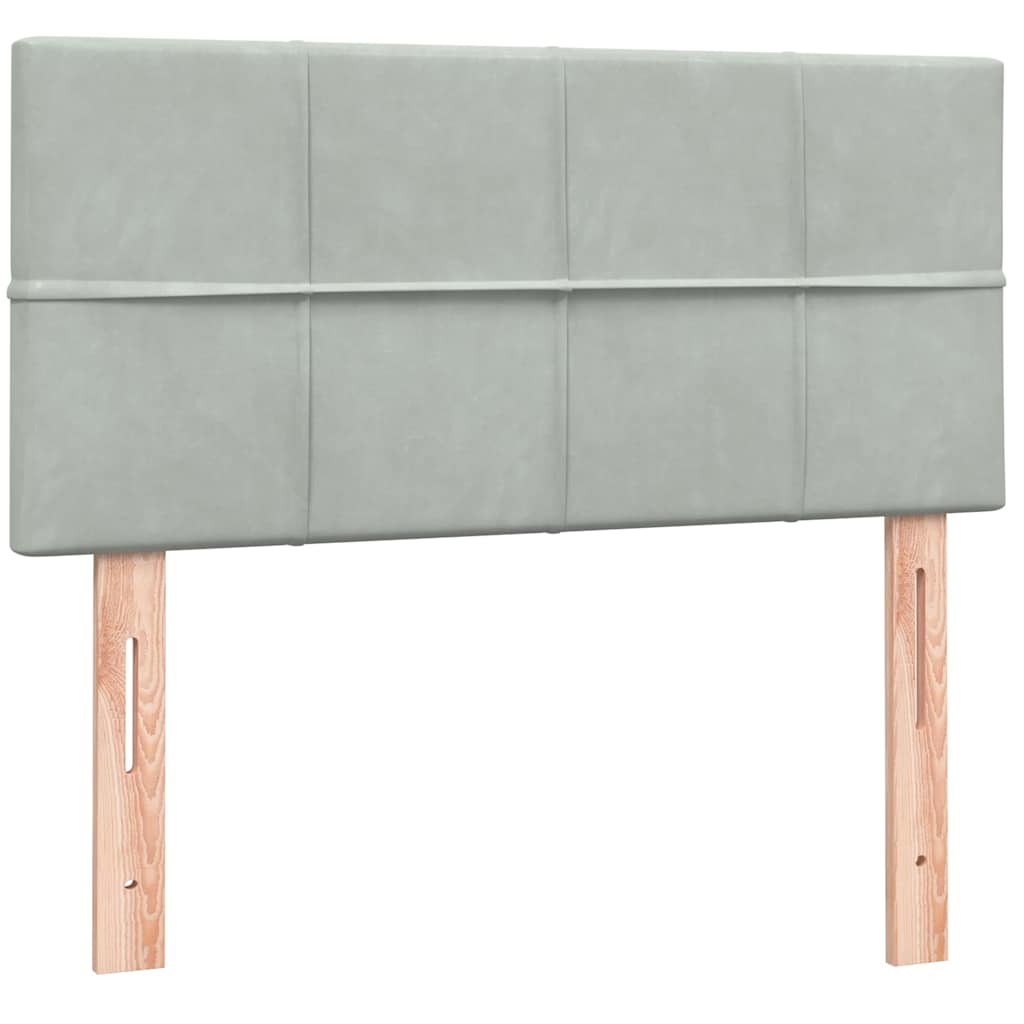 vidaXL Box Spring κρεβάτι με στρώμα ανοιχτό γκρι 90x220 εκ. Βελούδινο