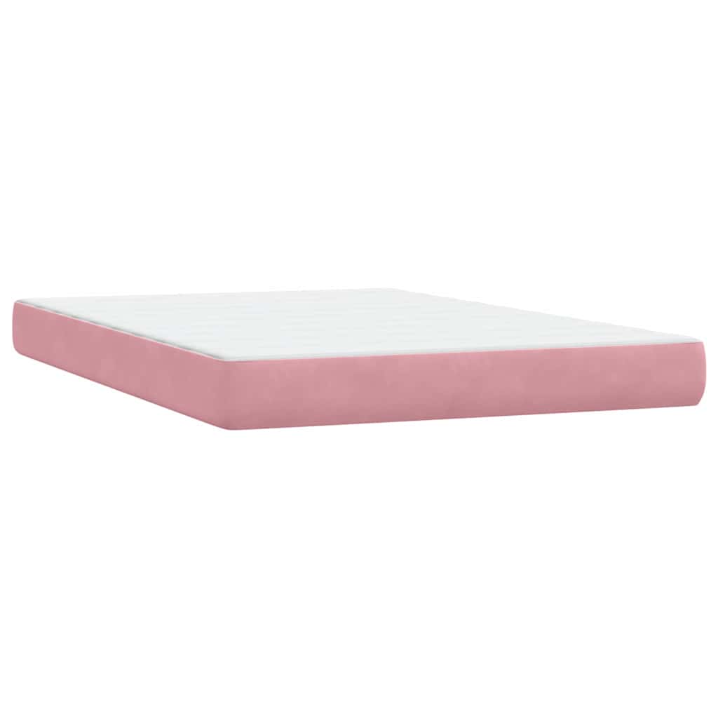 vidaXL Box Spring κρεβάτι με στρώμα ροζ 140x220 cm Βελούδινο