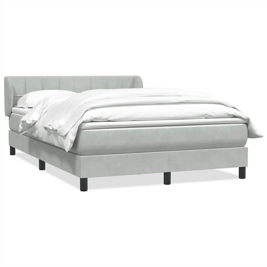vidaXL Κρεβάτι Boxspring με Στρώμα Ανοιχτό Γκρι 160x220 εκ. Βελούδινο
