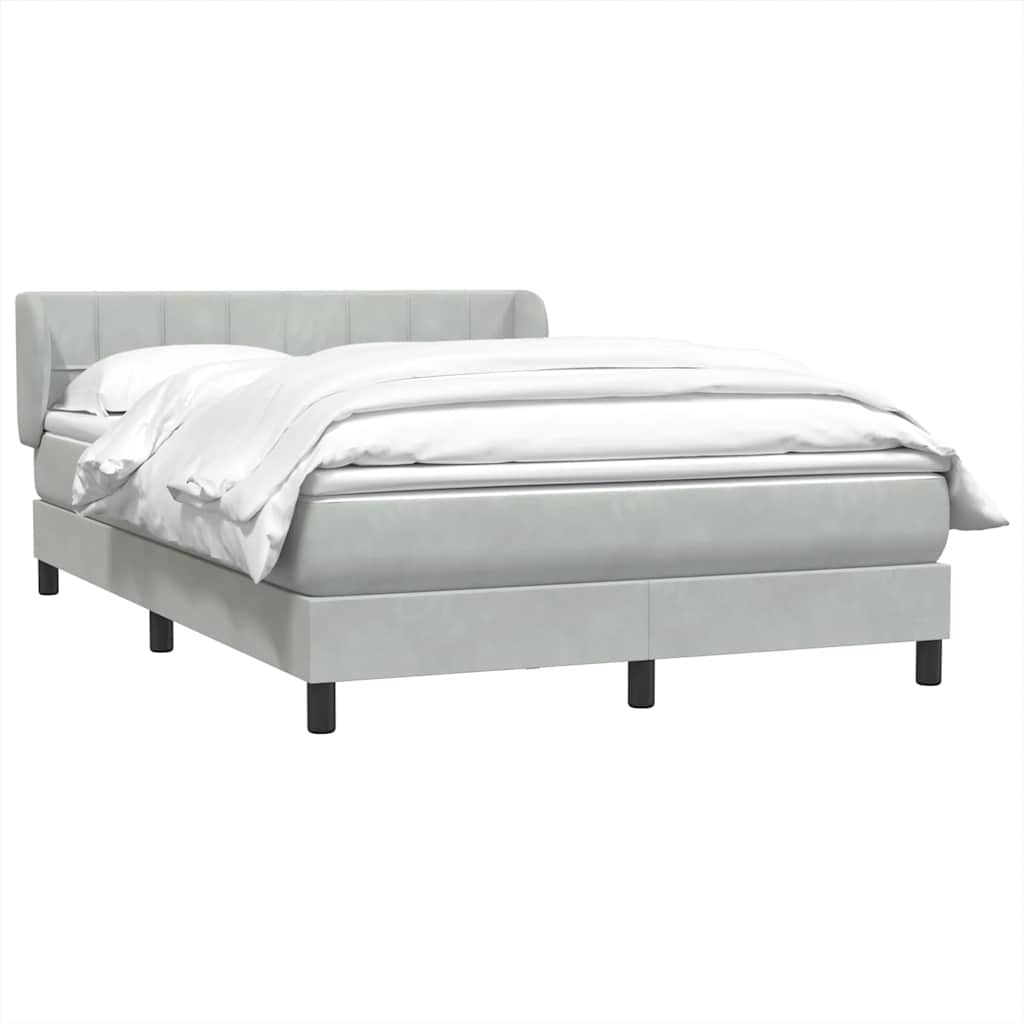 vidaXL Κρεβάτι Boxspring με Στρώμα Ανοιχτό Γκρι 160x220 εκ. Βελούδινο