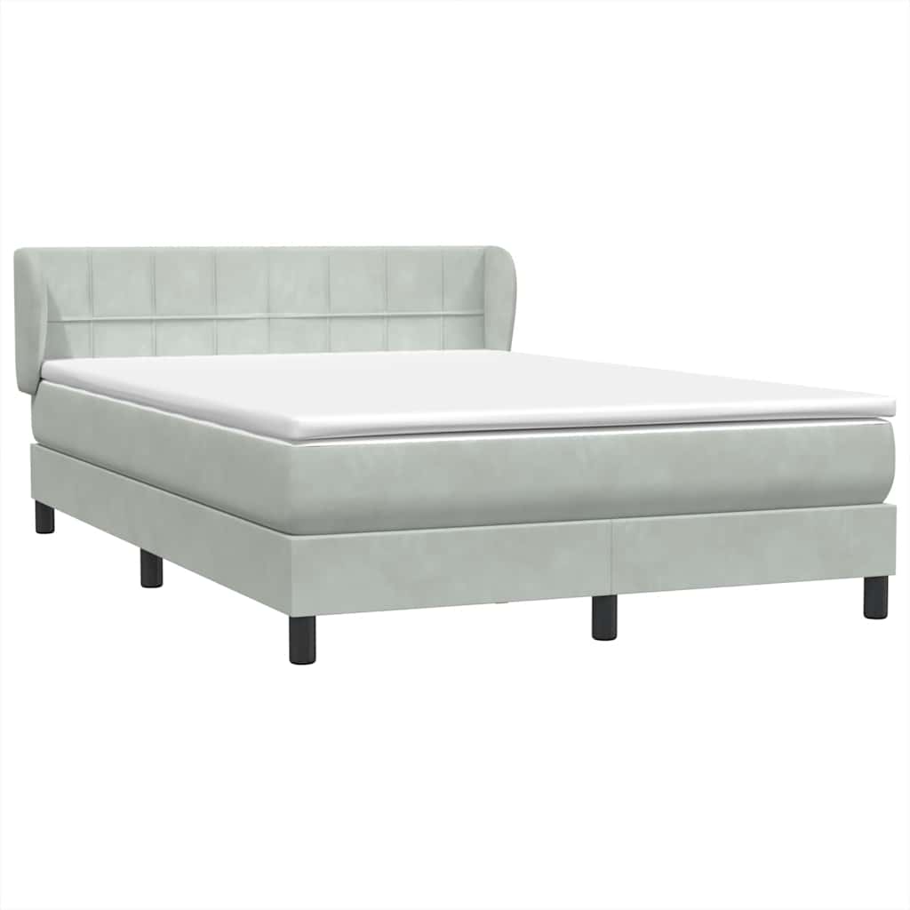vidaXL Κρεβάτι Boxspring με Στρώμα Ανοιχτό Γκρι 160x220 εκ. Βελούδινο