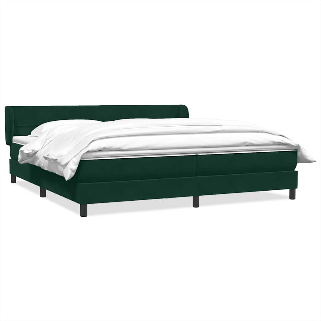 vidaXL Box Spring κρεβάτι με στρώματα σκούρο πράσινο Βελούδινο