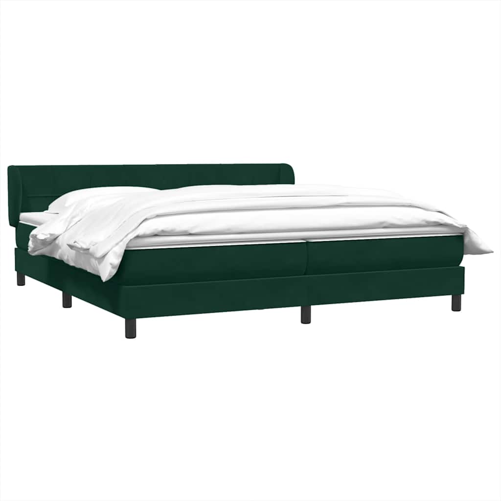 vidaXL Box Spring κρεβάτι με στρώματα σκούρο πράσινο Βελούδινο