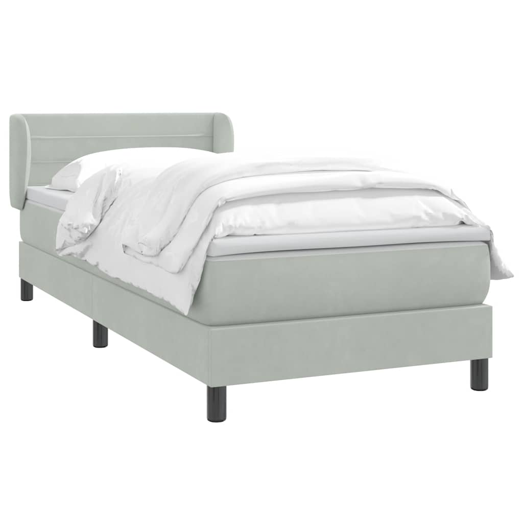 vidaXL Κρεβάτι Boxspring με Στρώμα Ανοιχτό Γκρι 80x210 εκ. Βελούδινο