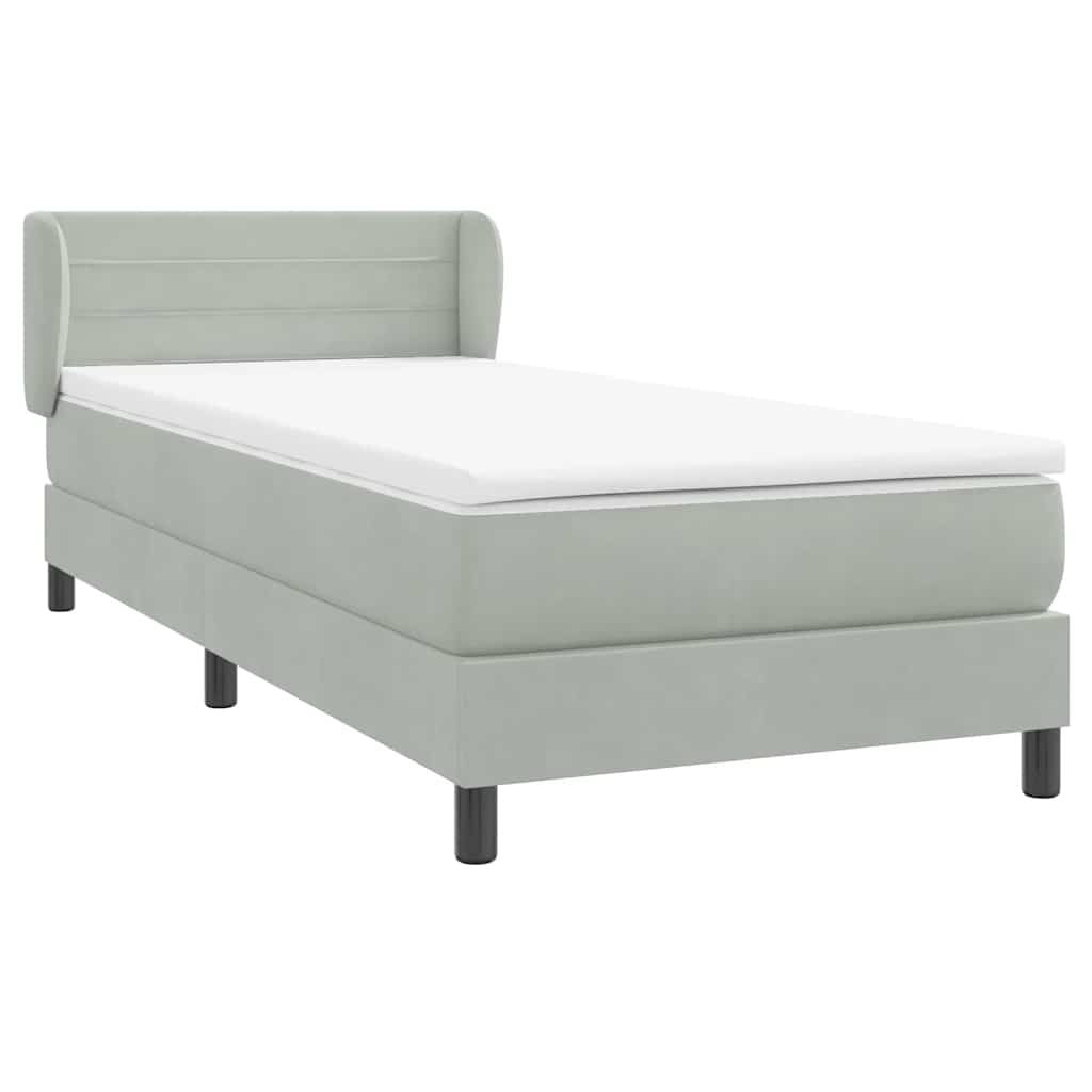 vidaXL Κρεβάτι Boxspring με Στρώμα Ανοιχτό Γκρι 80x210 εκ. Βελούδινο
