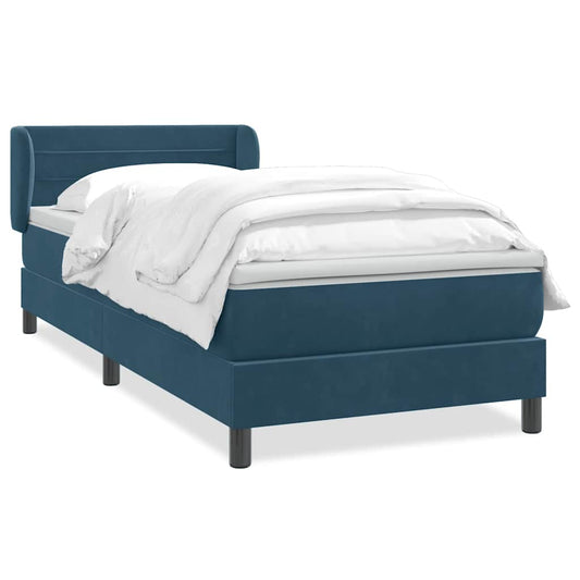 vidaXL Box Spring κρεβάτι με στρώμα σκούρο μπλε 80x210 εκ. Βελούδινο