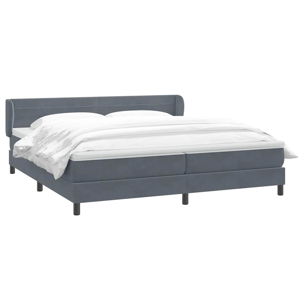 vidaXL Box Spring Κρεβάτι με στρώματα Σκούρο γκρι 180x210 cm Velvet