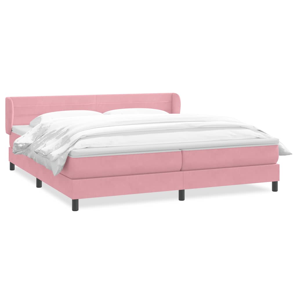 vidaXL Box Spring κρεβάτι με στρώματα ροζ 180x210 cm Βελούδινο