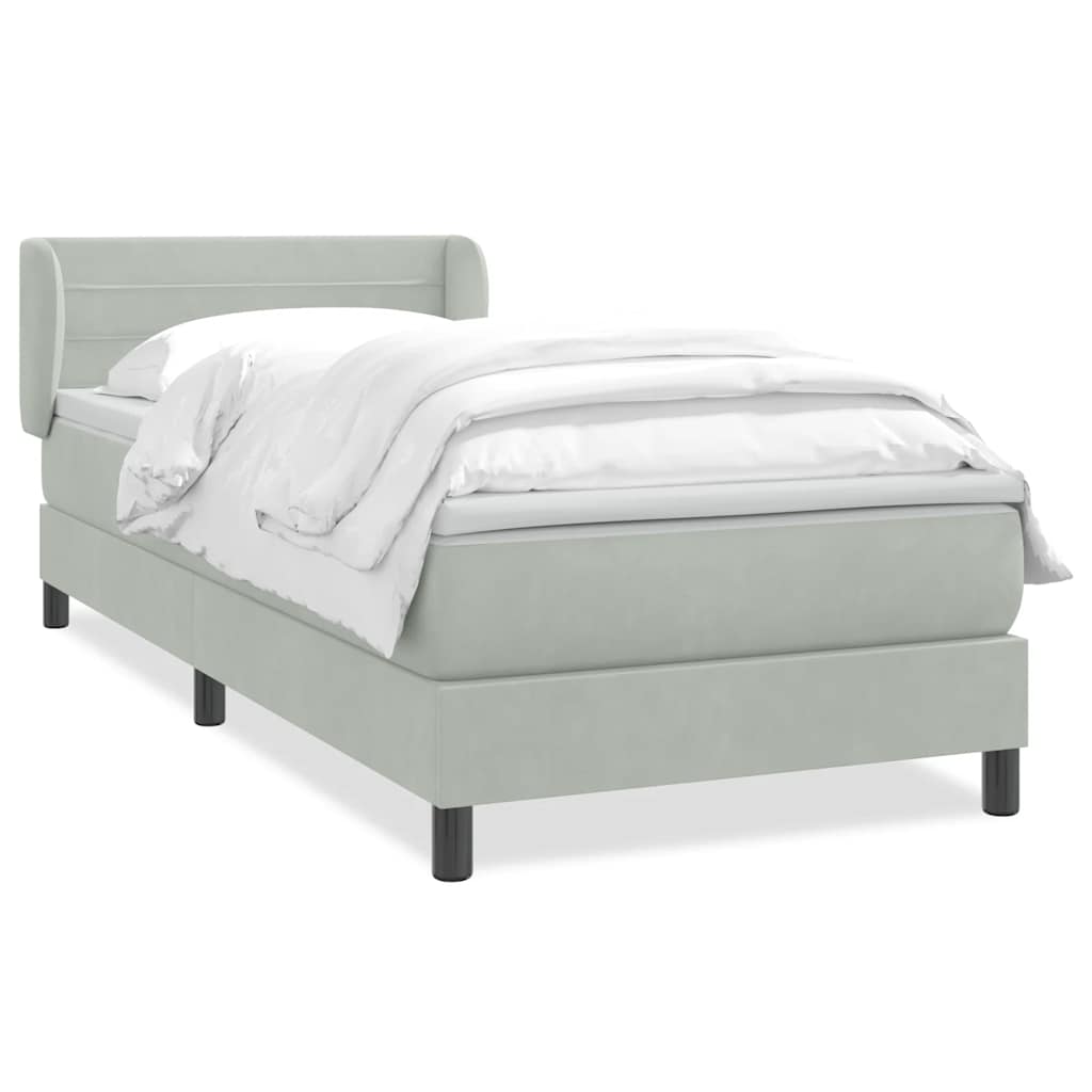 vidaXL Box Spring κρεβάτι με στρώμα ανοιχτό γκρι 80x220 cm Βελούδινο