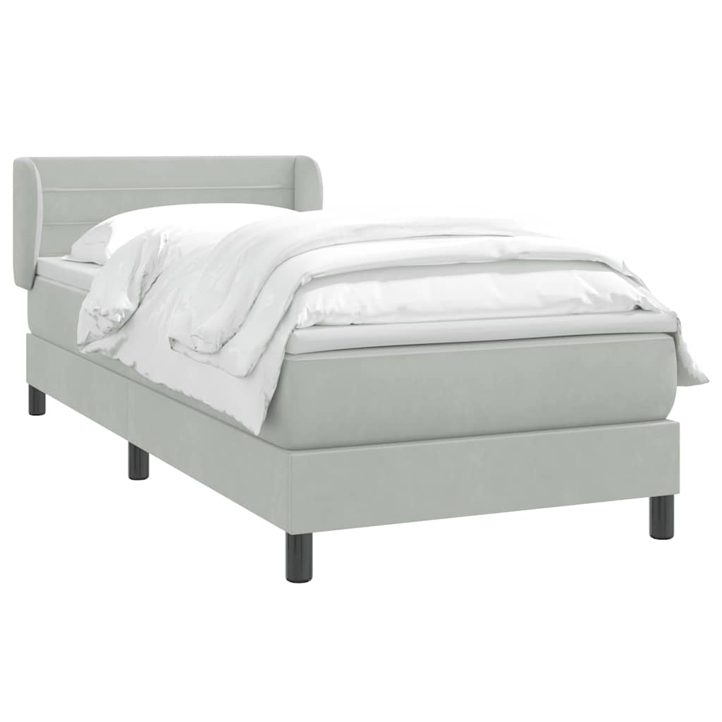 vidaXL Box Spring κρεβάτι με στρώμα ανοιχτό γκρι 80x220 cm Βελούδινο