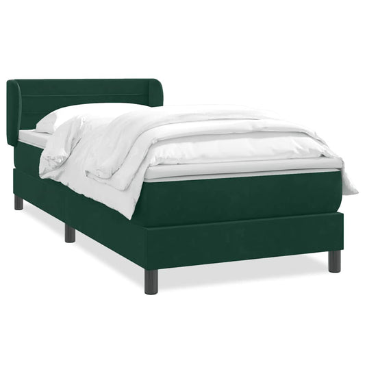 vidaXL Box Spring κρεβάτι με στρώμα σκούρο πράσινο 80x220εκ. Βελούδινο