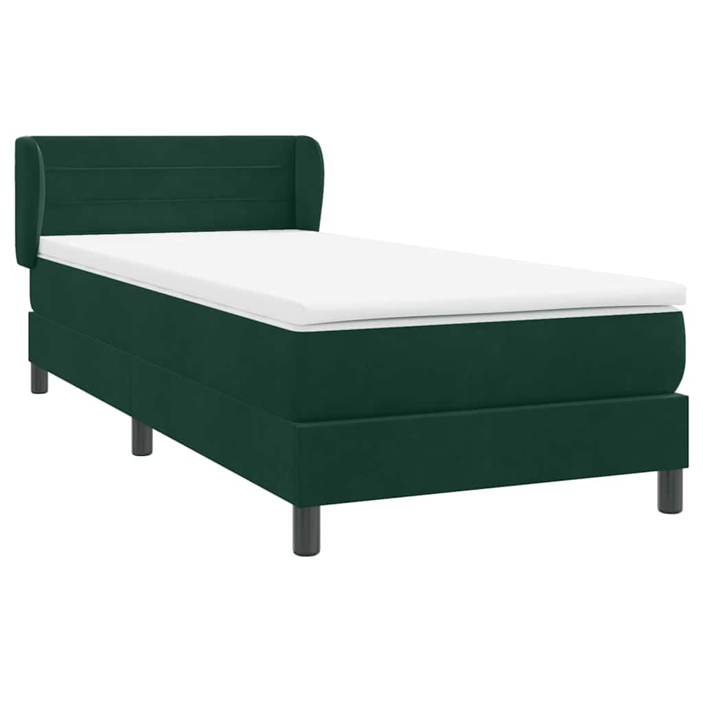 vidaXL Box Spring κρεβάτι με στρώμα σκούρο πράσινο 80x220εκ. Βελούδινο