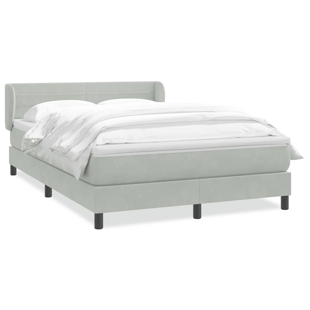 vidaXL Κρεβάτι Boxspring με Στρώμα Ανοιχτό Γκρι 160x220 εκ. Βελούδινο