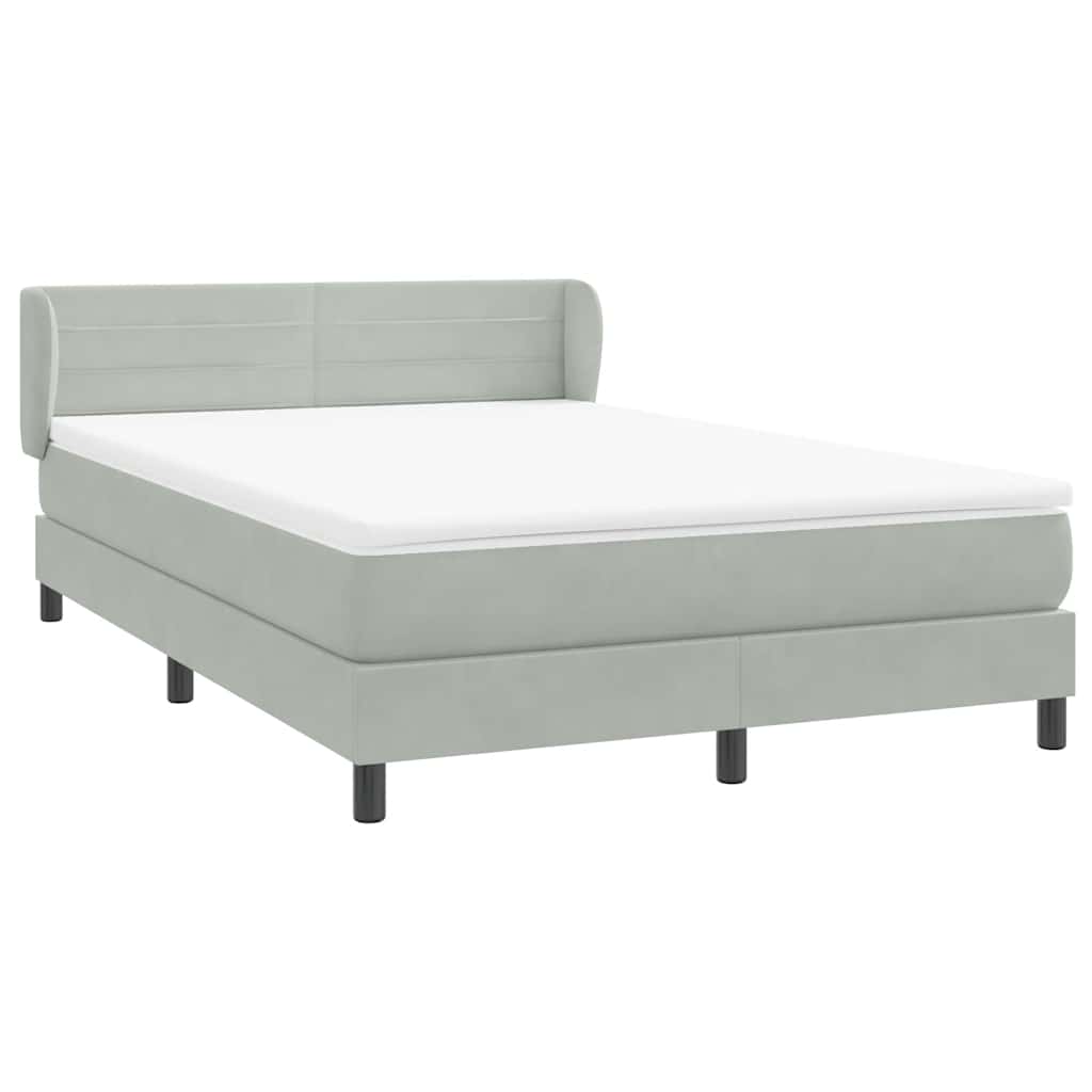 vidaXL Κρεβάτι Boxspring με Στρώμα Ανοιχτό Γκρι 160x220 εκ. Βελούδινο