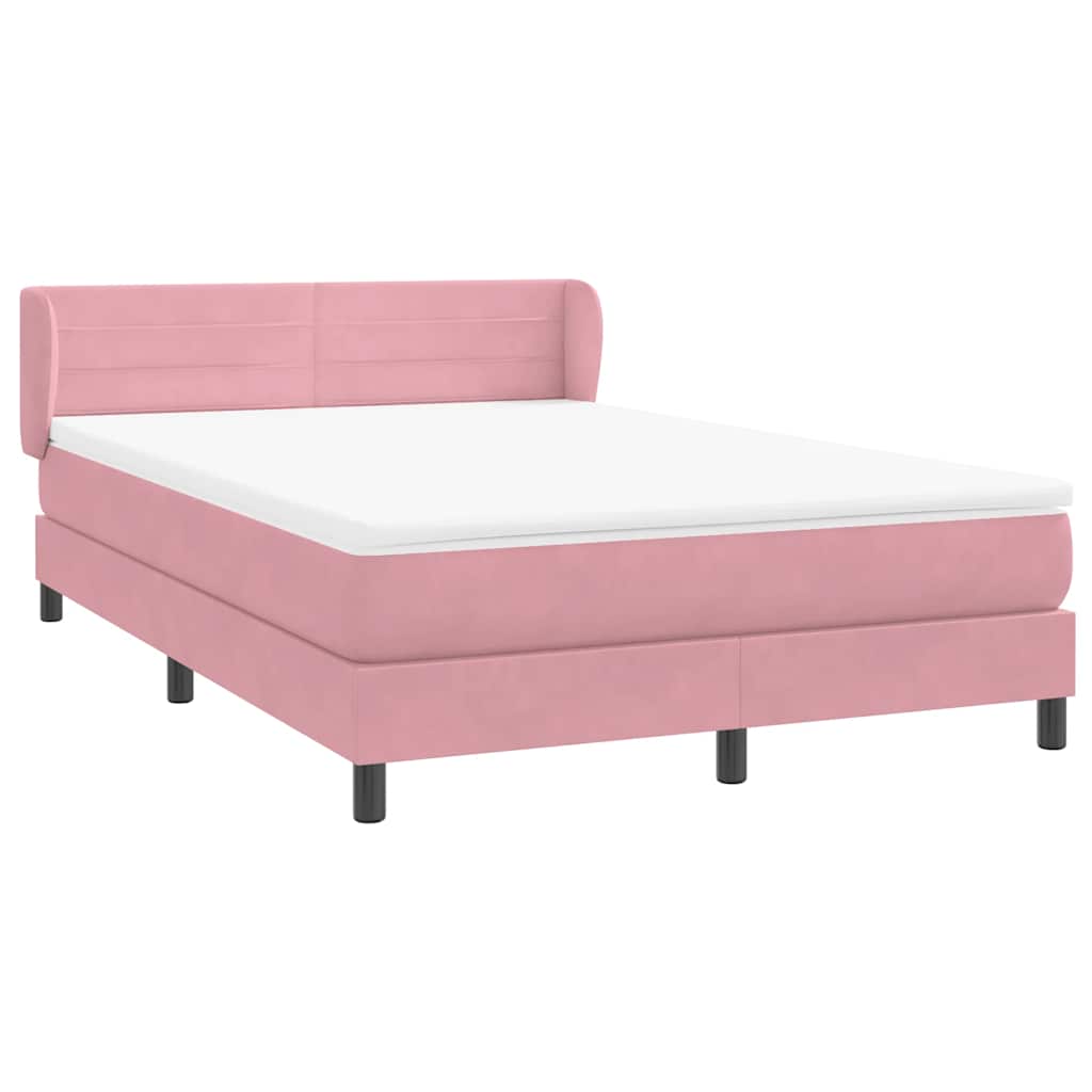 vidaXL Box Spring κρεβάτι με στρώμα ροζ 160x220 cm Βελούδινο