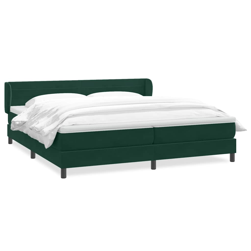 vidaXL Box Spring κρεβάτι με στρώματα σκούρο πράσινο Βελούδινο