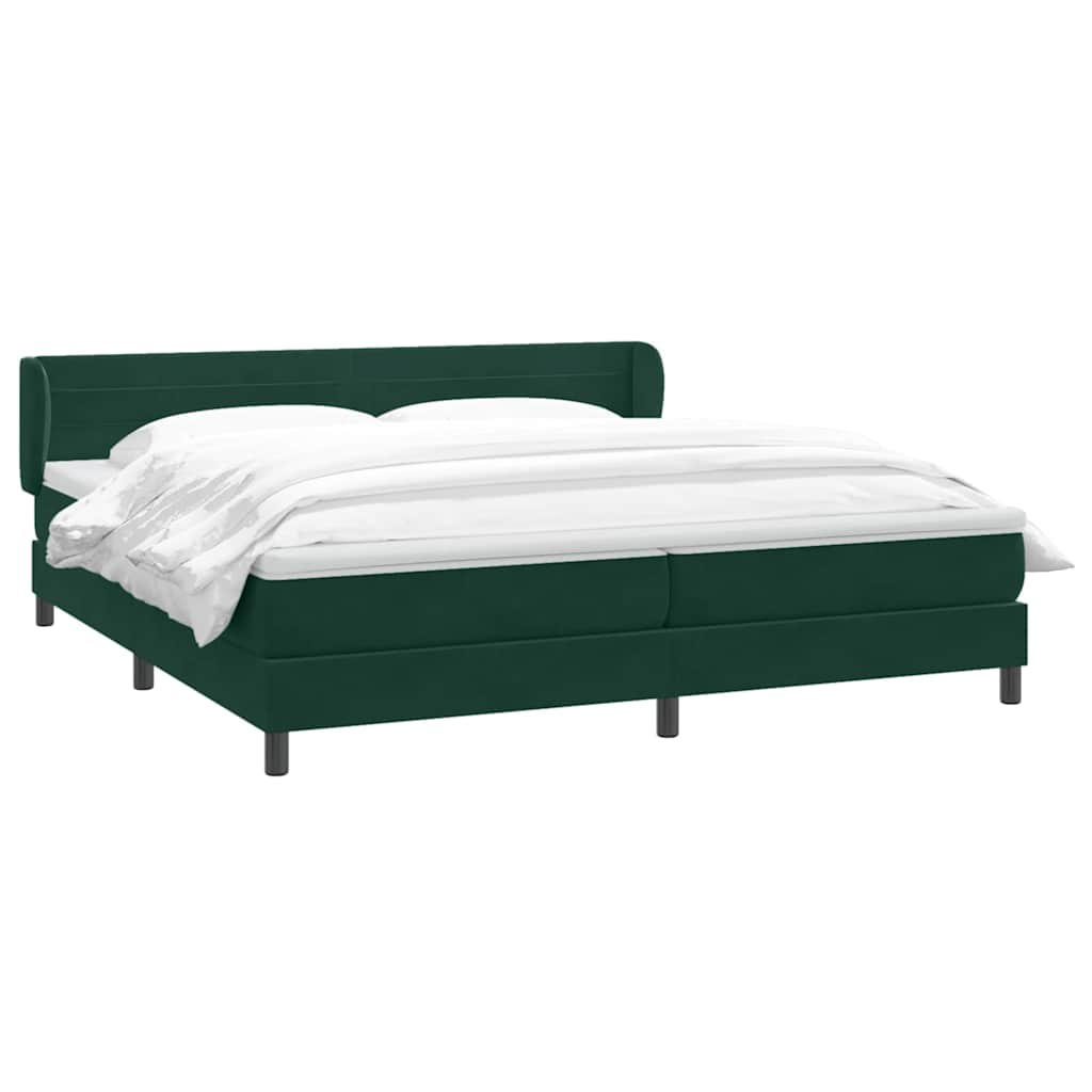 vidaXL Box Spring κρεβάτι με στρώματα σκούρο πράσινο Βελούδινο