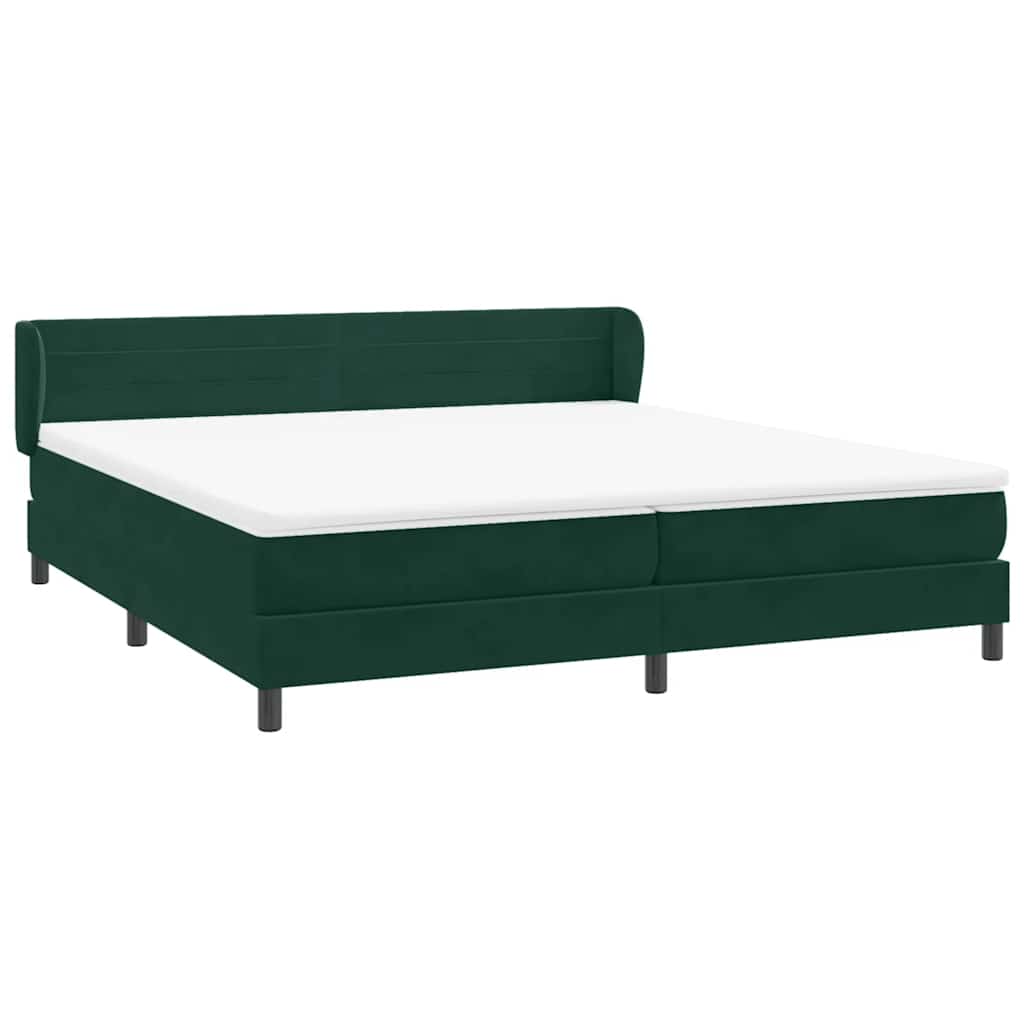 vidaXL Box Spring κρεβάτι με στρώματα σκούρο πράσινο Βελούδινο
