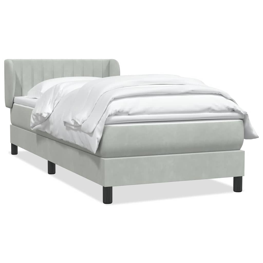 vidaXL Κρεβάτι Boxspring με Στρώμα Ανοιχτό Γκρι 80x210 εκ. Βελούδινο