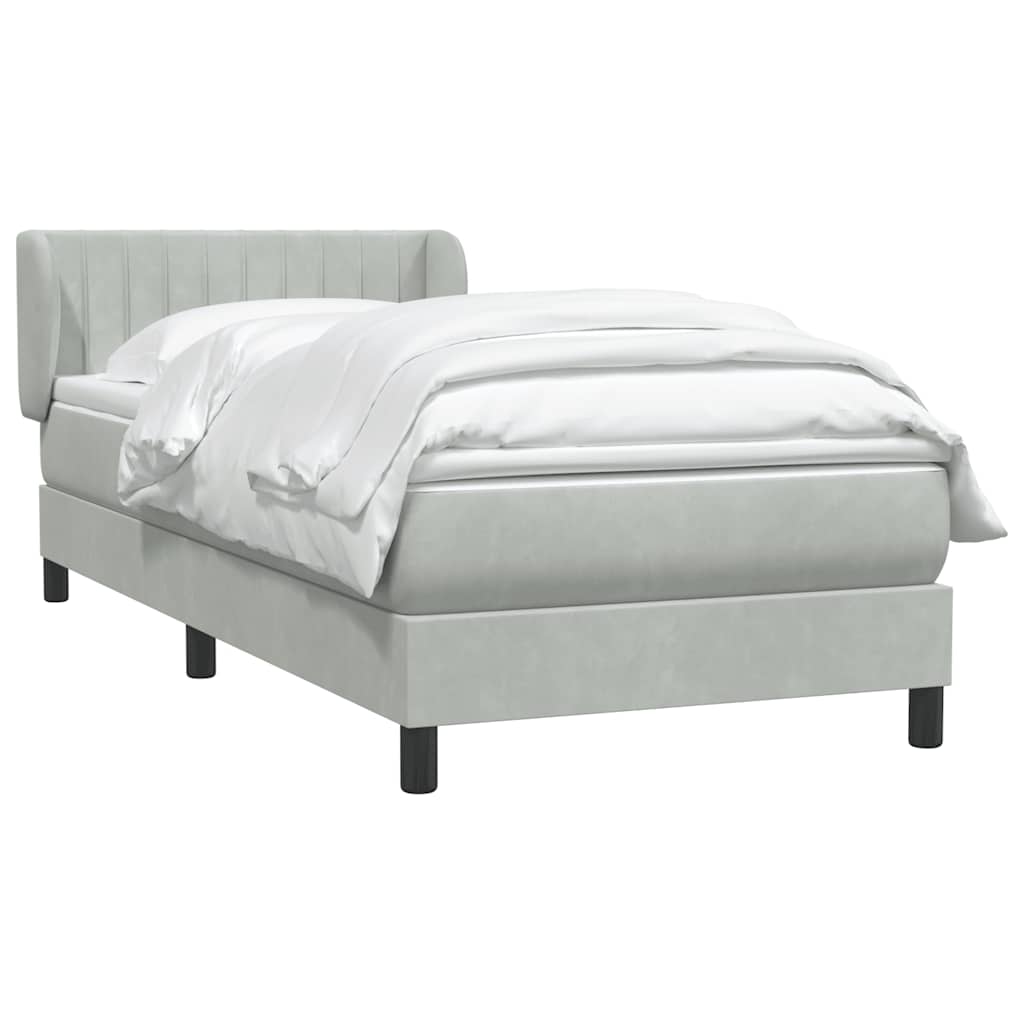 vidaXL Κρεβάτι Boxspring με Στρώμα Ανοιχτό Γκρι 80x210 εκ. Βελούδινο