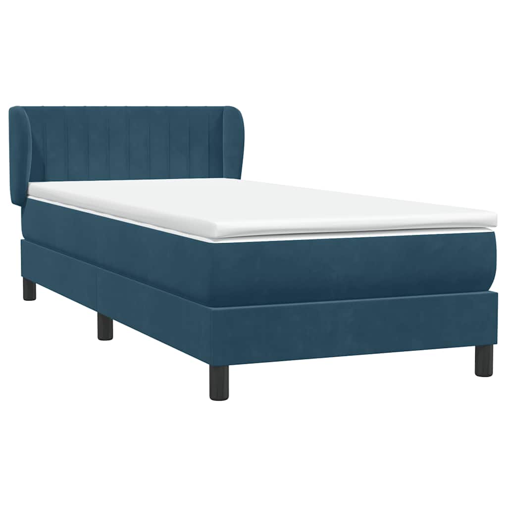 vidaXL Box Spring κρεβάτι με στρώμα σκούρο μπλε 80x210 εκ. Βελούδινο