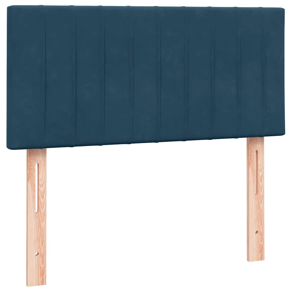 vidaXL Box Spring κρεβάτι με στρώμα σκούρο μπλε 80x210 εκ. Βελούδινο