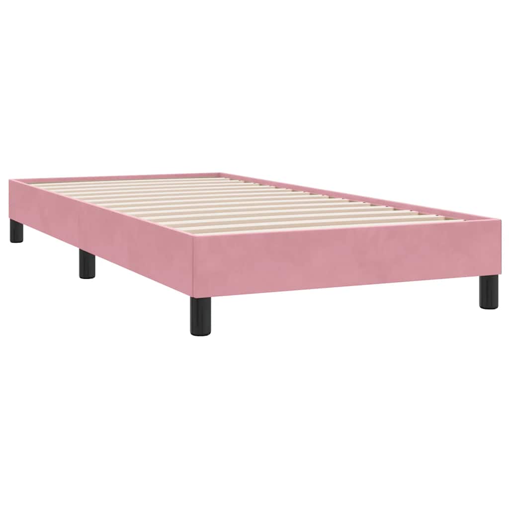 vidaXL Box Spring κρεβάτι με στρώμα ροζ 90x210 εκ. Βελούδινο