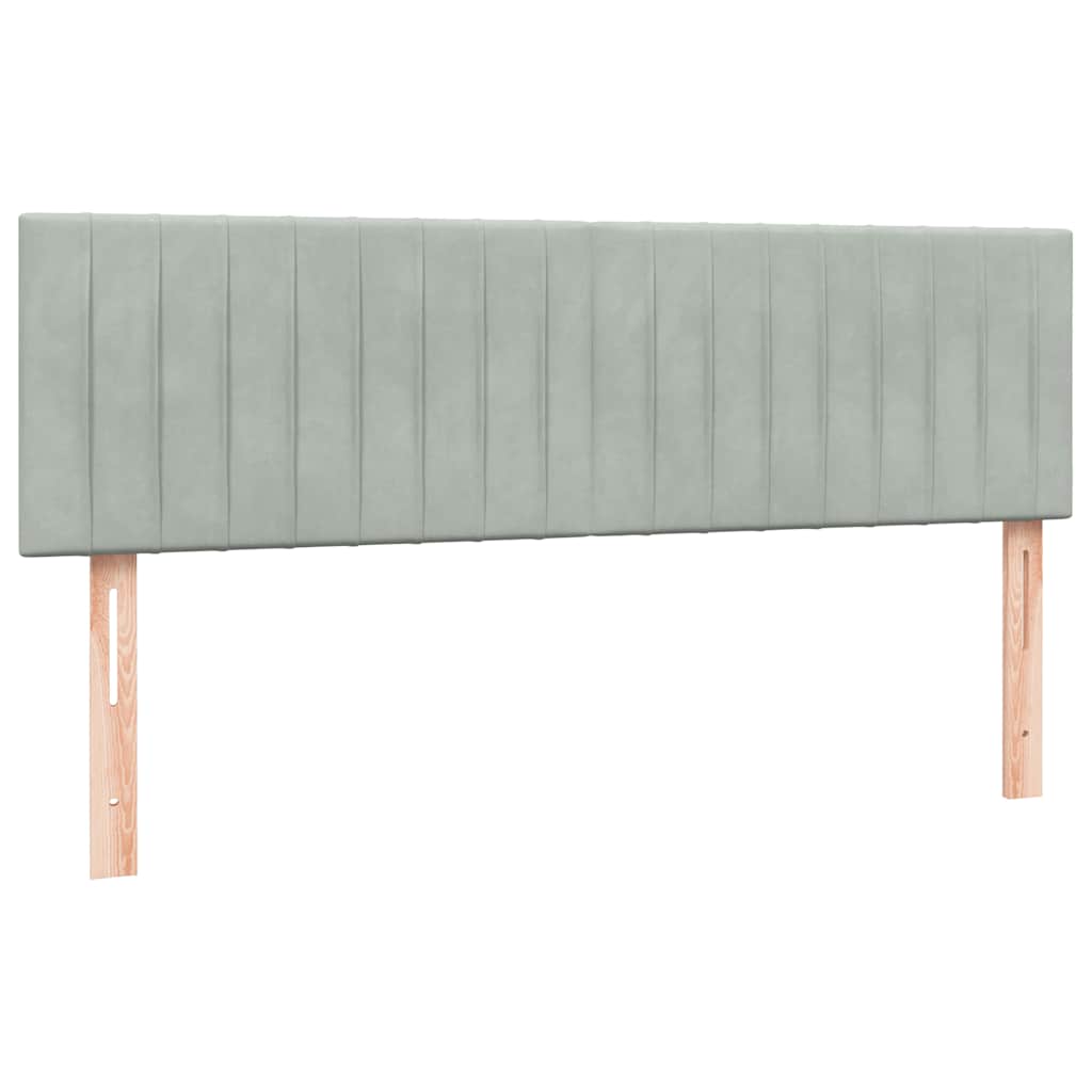vidaXL Κρεβάτι Boxspring με Στρώμα Ανοιχτό Γκρι 160x210 εκ. Βελούδινο