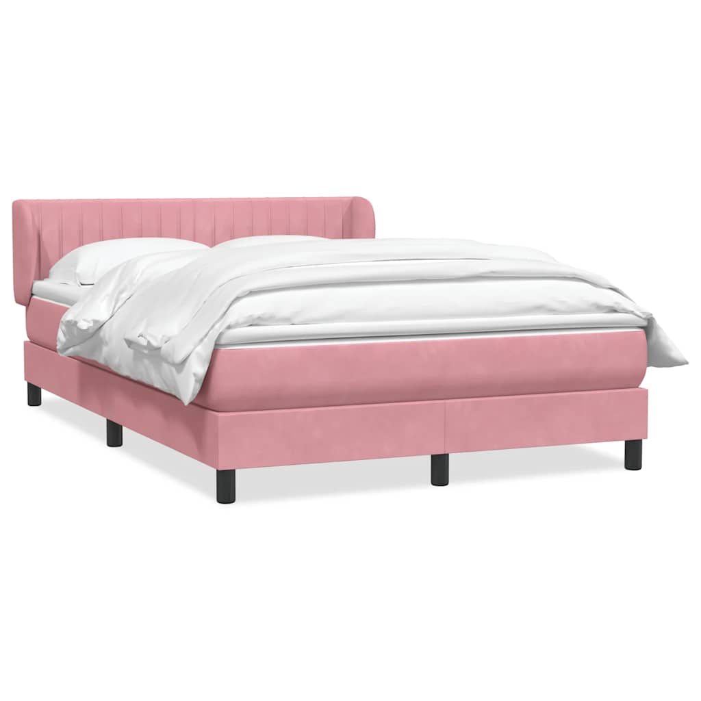 vidaXL Κρεβάτι Boxspring με Στρώμα Ροζ 160x210 εκ. Βελούδινο