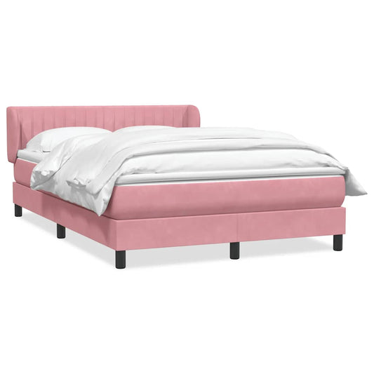 vidaXL Κρεβάτι Boxspring με Στρώμα Ροζ 160x210 εκ. Βελούδινο
