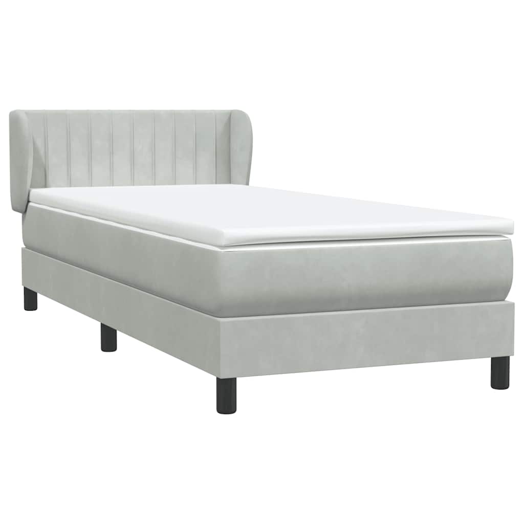 vidaXL Box Spring κρεβάτι με στρώμα ανοιχτό γκρι 80x220 cm Βελούδινο