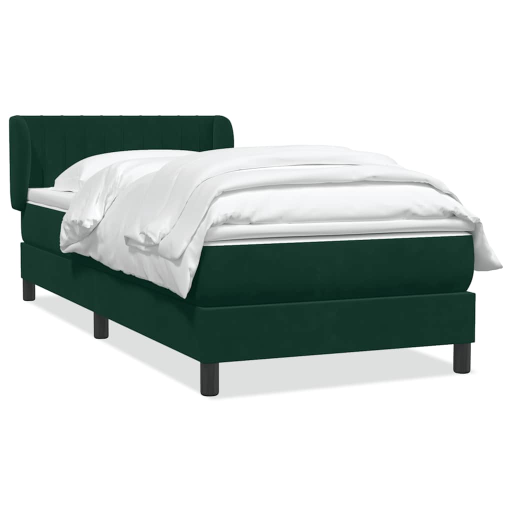 vidaXL Box Spring κρεβάτι με στρώμα σκούρο πράσινο 80x220εκ. Βελούδινο
