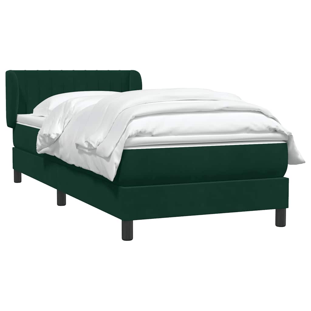 vidaXL Box Spring κρεβάτι με στρώμα σκούρο πράσινο 80x220εκ. Βελούδινο