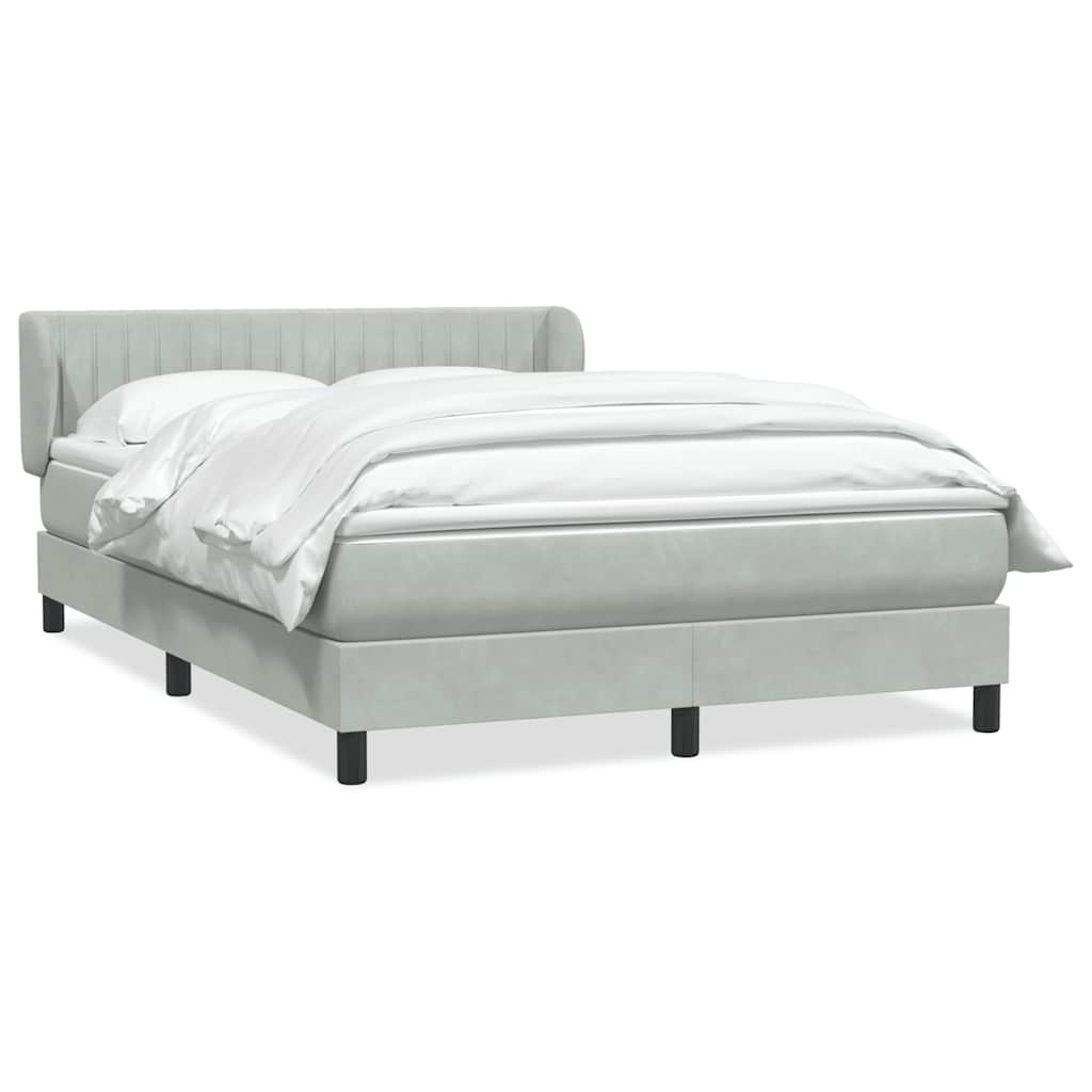 vidaXL Κρεβάτι Boxspring με Στρώμα Ανοιχτό Γκρι 160x220 εκ. Βελούδινο