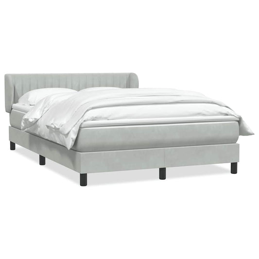 vidaXL Κρεβάτι Boxspring με Στρώμα Ανοιχτό Γκρι 160x220 εκ. Βελούδινο