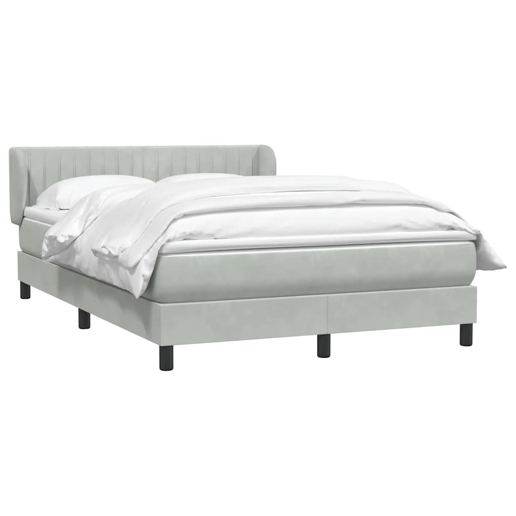 vidaXL Κρεβάτι Boxspring με Στρώμα Ανοιχτό Γκρι 160x220 εκ. Βελούδινο