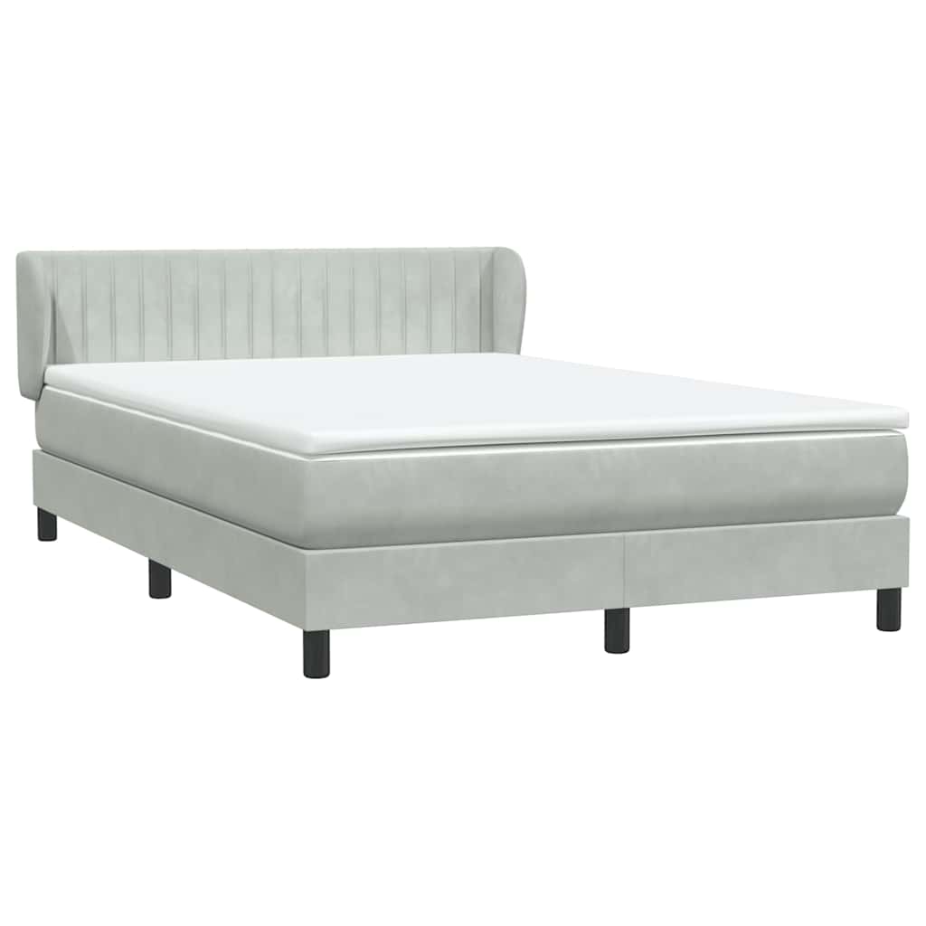 vidaXL Κρεβάτι Boxspring με Στρώμα Ανοιχτό Γκρι 160x220 εκ. Βελούδινο
