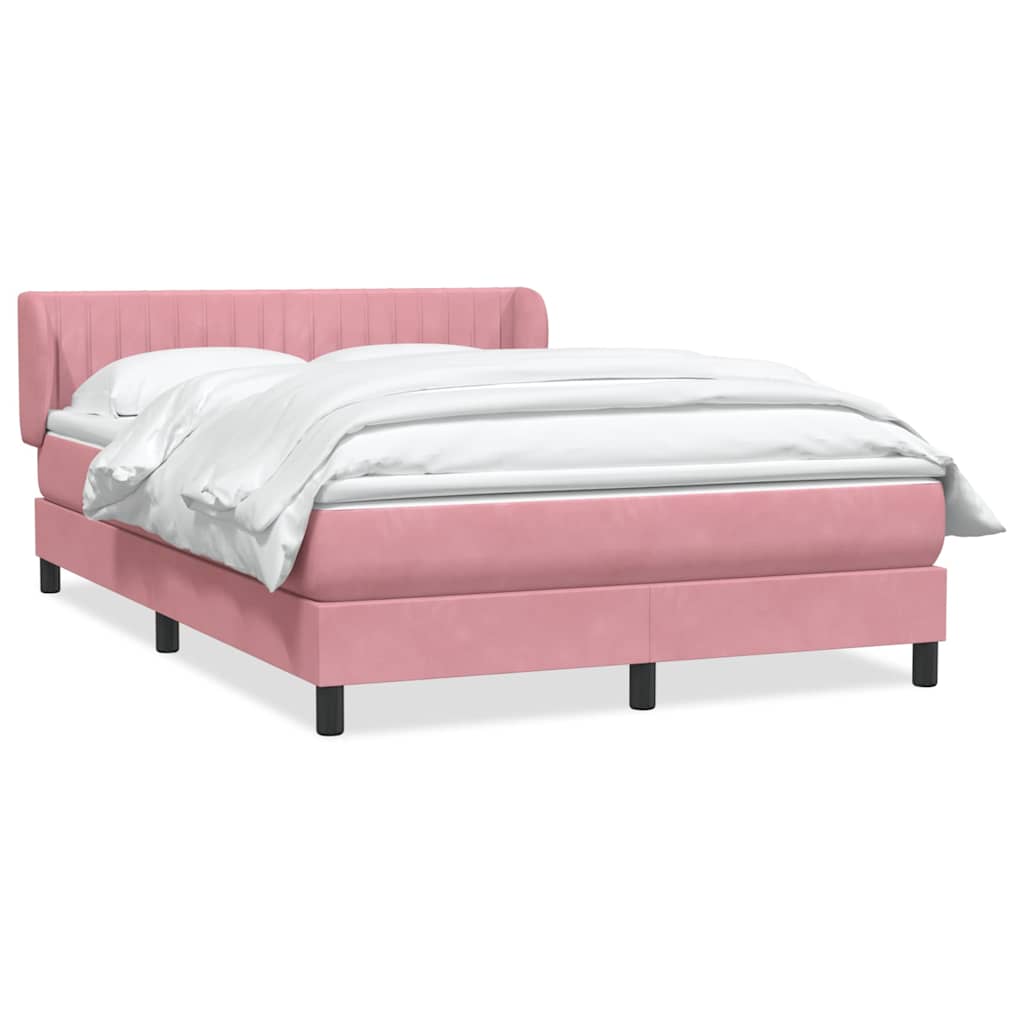 vidaXL Box Spring κρεβάτι με στρώμα ροζ 160x220 cm Βελούδινο