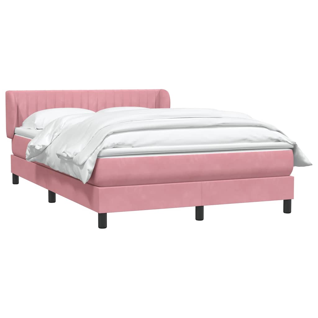 vidaXL Box Spring κρεβάτι με στρώμα ροζ 160x220 cm Βελούδινο