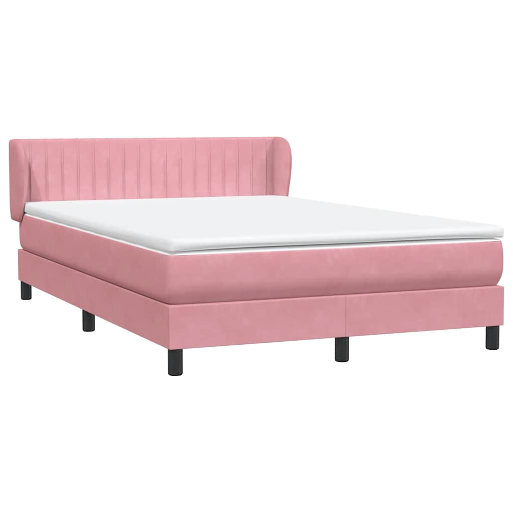 vidaXL Box Spring κρεβάτι με στρώμα ροζ 160x220 cm Βελούδινο