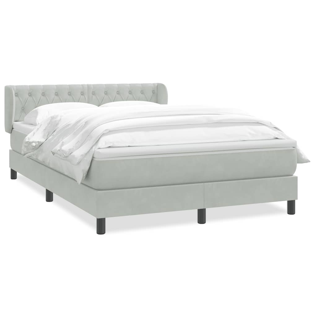 vidaXL Κρεβάτι Boxspring με Στρώμα Ανοιχτό Γκρι 160x210 εκ. Βελούδινο