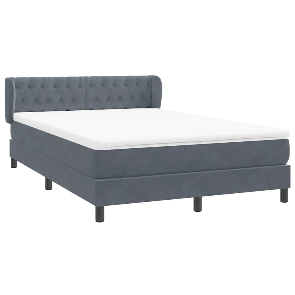 vidaXL Κρεβάτι Boxspring με Στρώμα Σκούρο Γκρι 160x210 εκ. Βελούδινο
