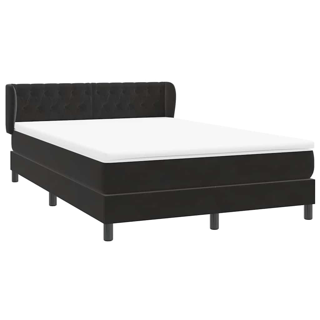 vidaXL Κρεβάτι Boxspring με Στρώμα Μαύρο 160x210 εκ. Βελούδινο