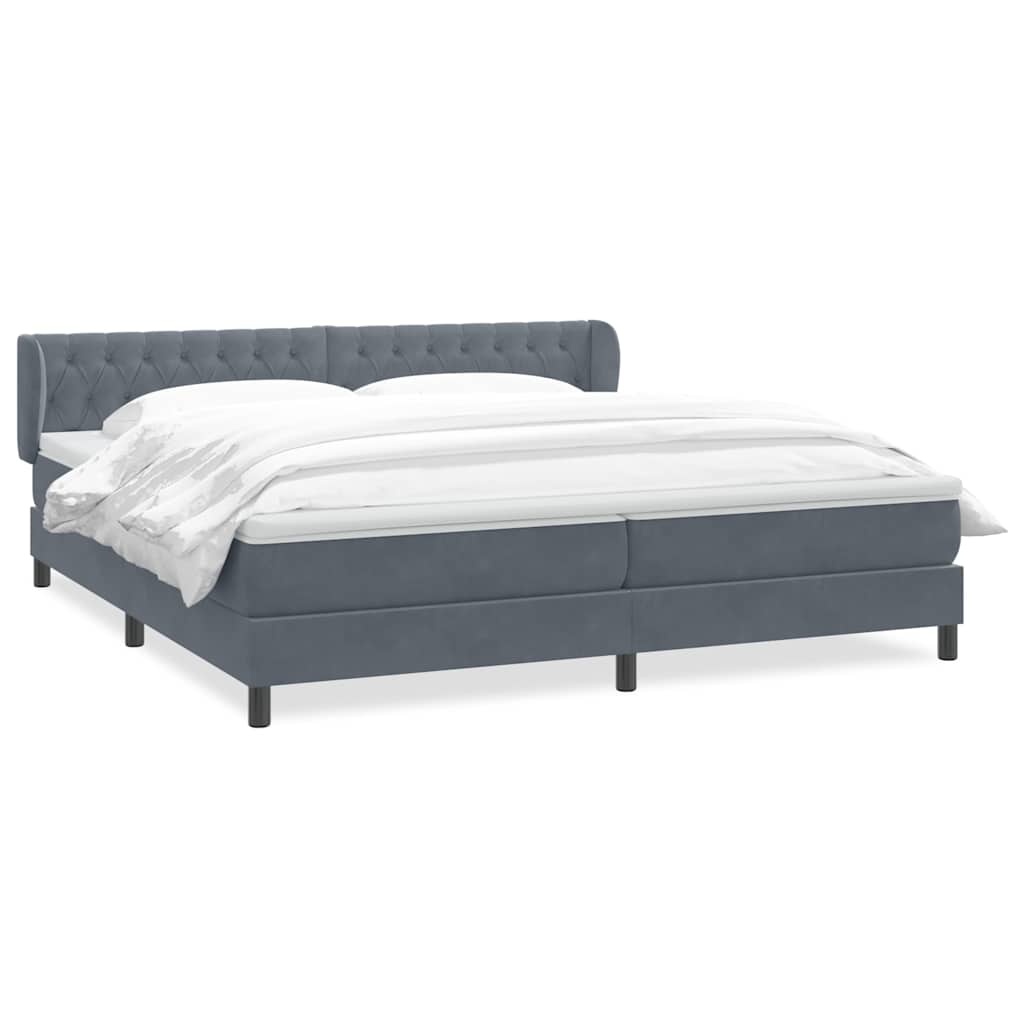 vidaXL Box Spring Κρεβάτι με στρώματα Σκούρο γκρι 180x210 cm Velvet