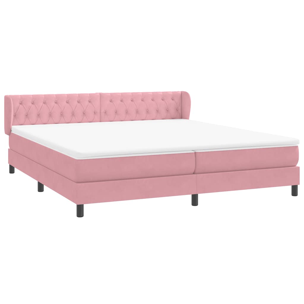 vidaXL Box Spring κρεβάτι με στρώματα ροζ 180x210 cm Βελούδινο