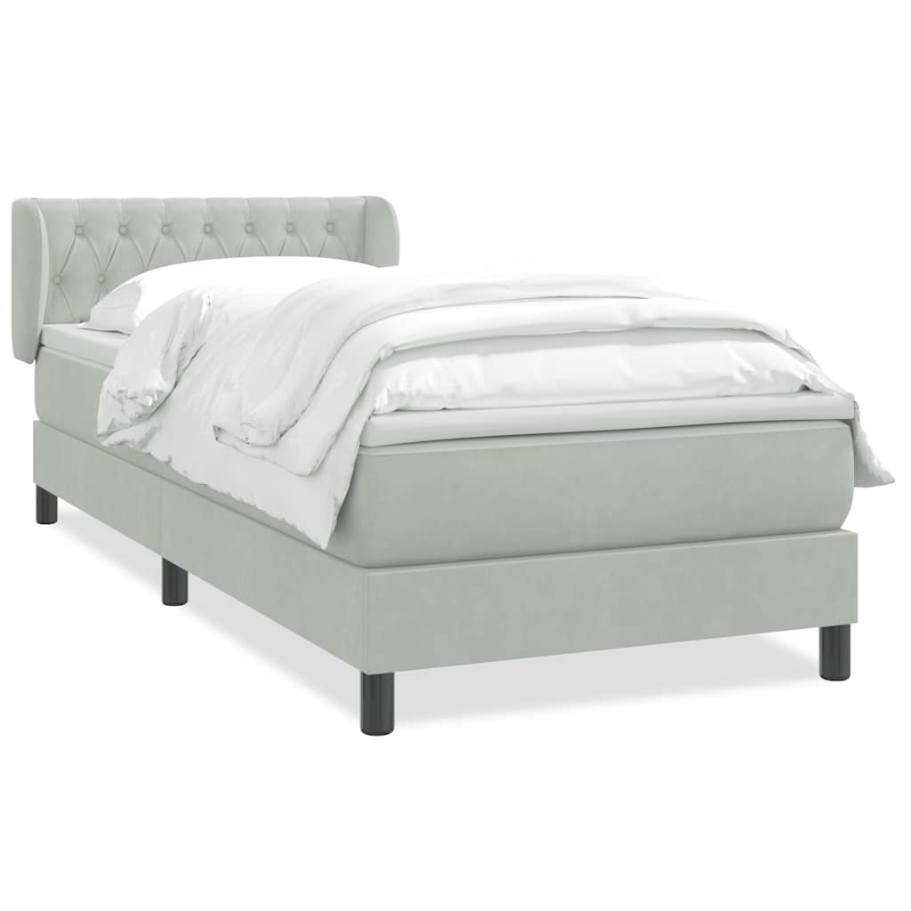 vidaXL Box Spring κρεβάτι με στρώμα ανοιχτό γκρι 80x220 cm Βελούδινο